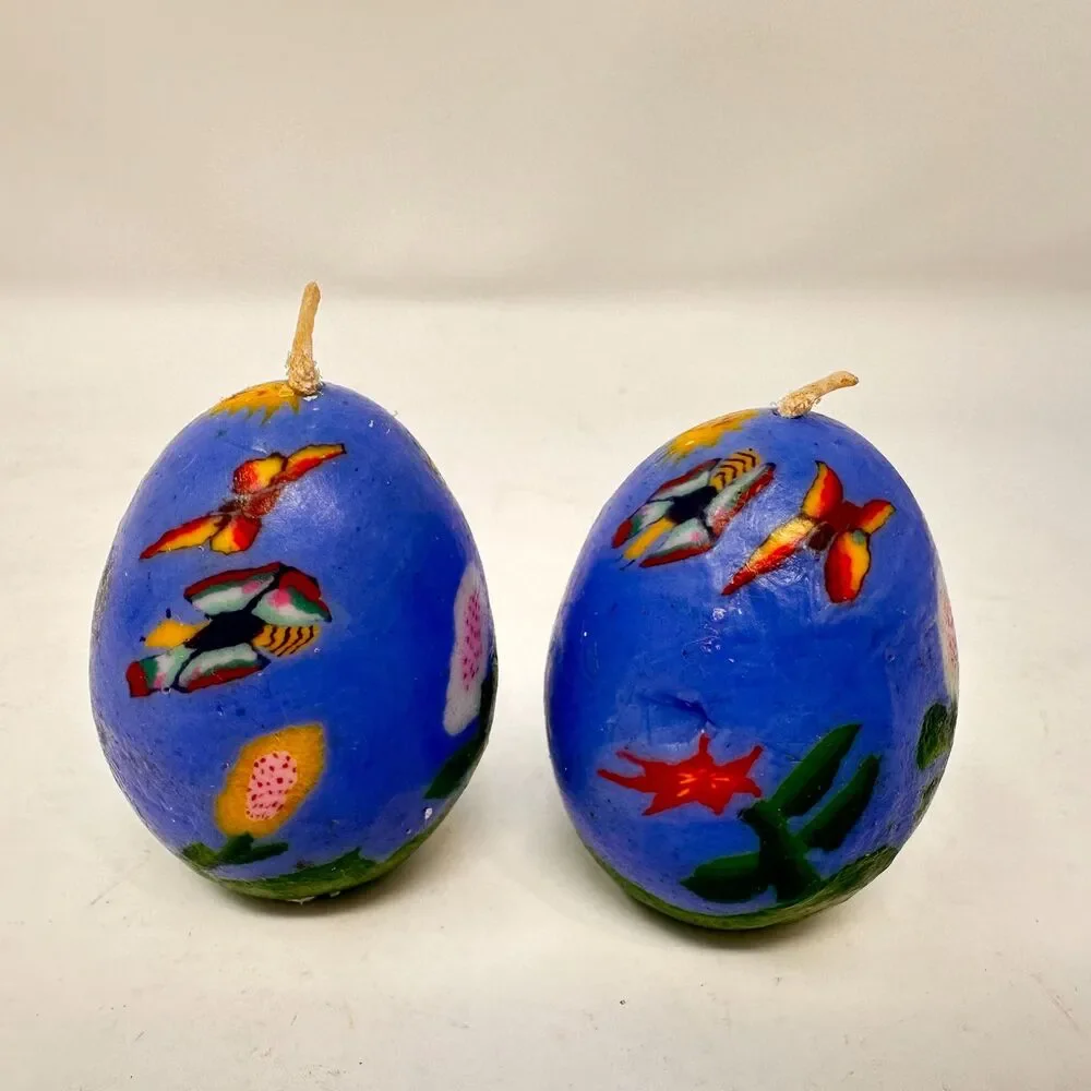 Vintage Multicolor Floral Egg Candles Set of 6 Candle & Egg collections 2.5”